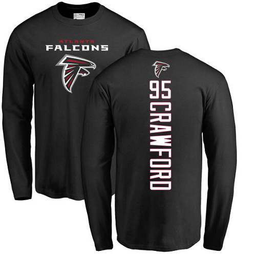 Atlanta Falcons Men Black Jack Crawford Backer NFL Football #95 Long Sleeve T Shirt->atlanta falcons->NFL Jersey